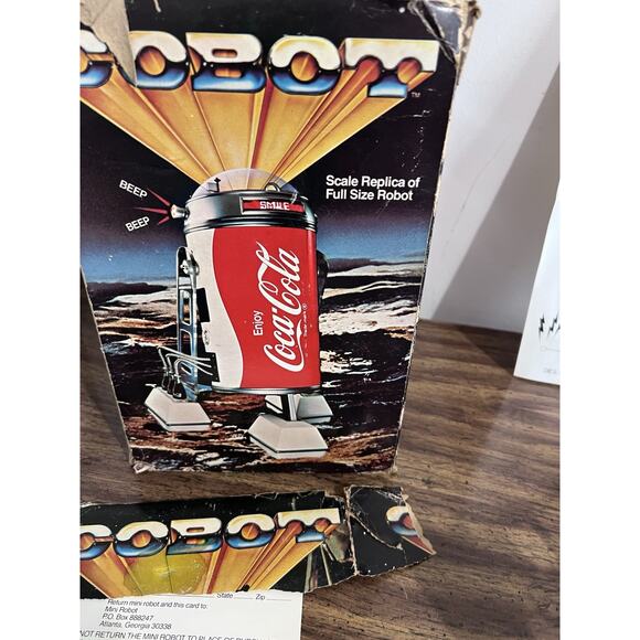 70's Coke COBOT R2-D2 Remote Control Robot Toy w Original Box Inst REPAIR - Picture 12 of 16